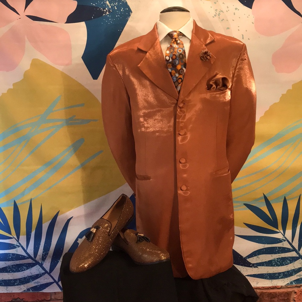 Shimmering Bronze Orange Blazer for Men